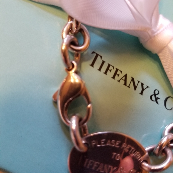 Tiffany & Co. Silver Necklace with White Ribbon - Picture 2 of 6